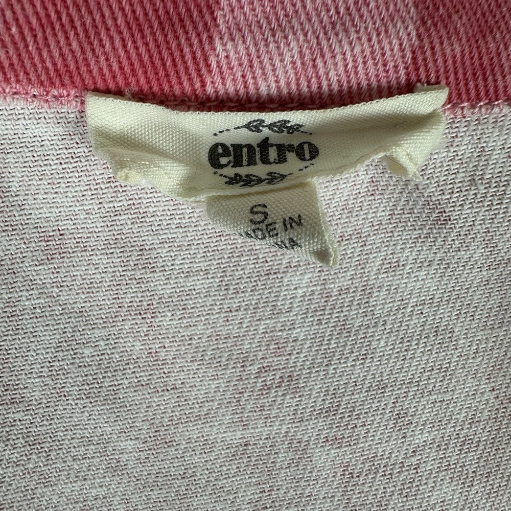 Entro Pink Checkered Romper Size S Button Front Collared Elastic Waist Y2K Retro - Picture 3 of 7